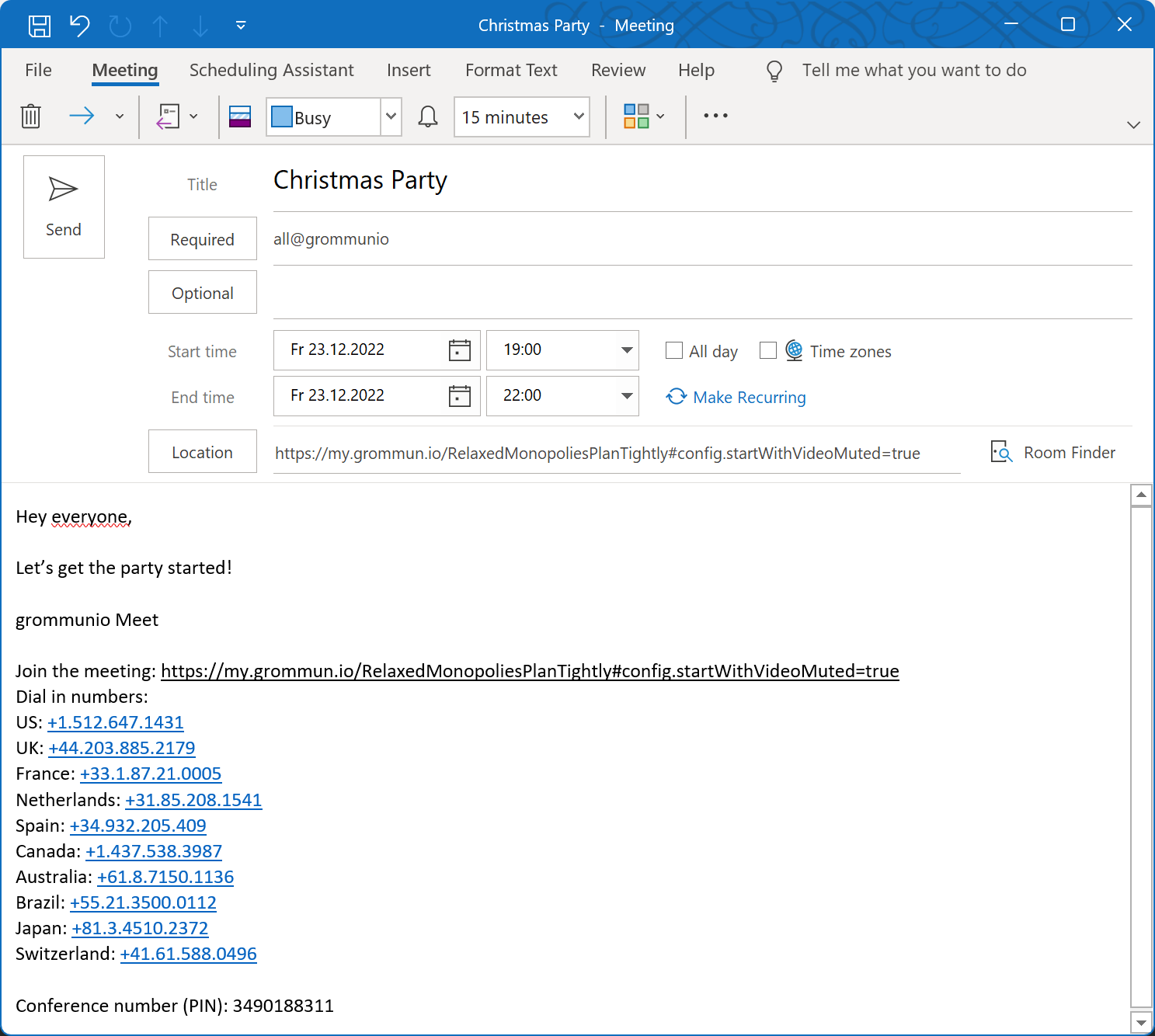 Neue Version: grommunio 2022.12.1: Meet für Outlook
