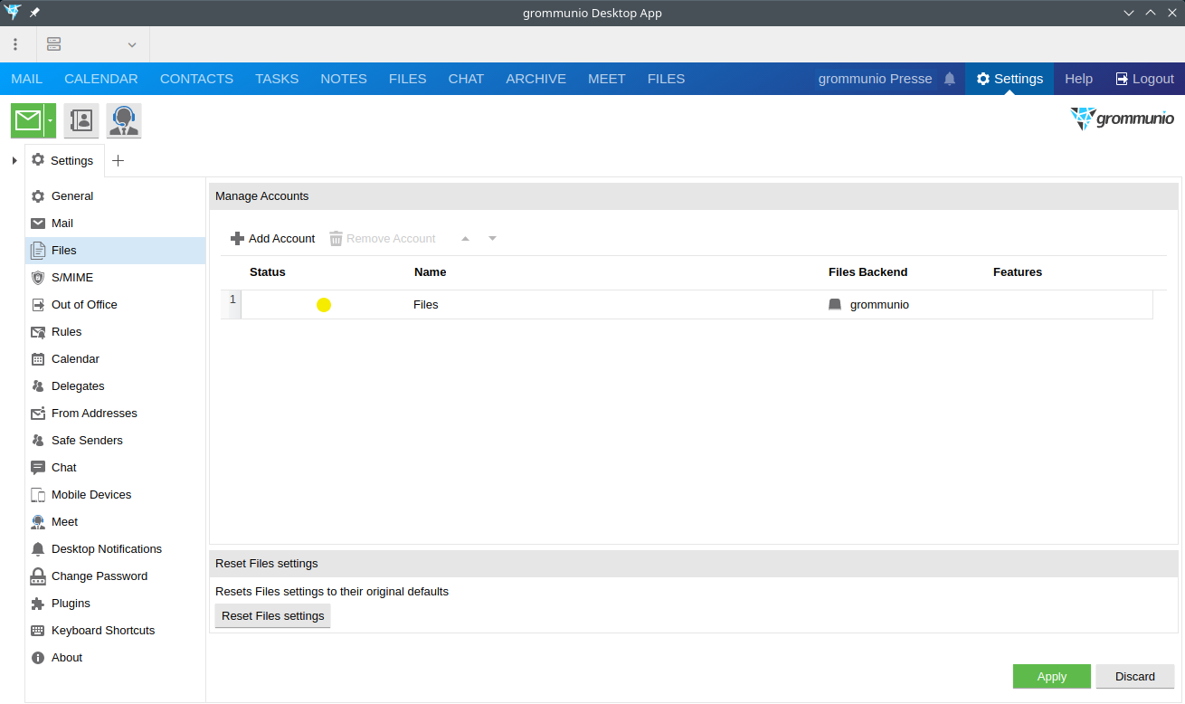 grommunio Desktop Files screenshot