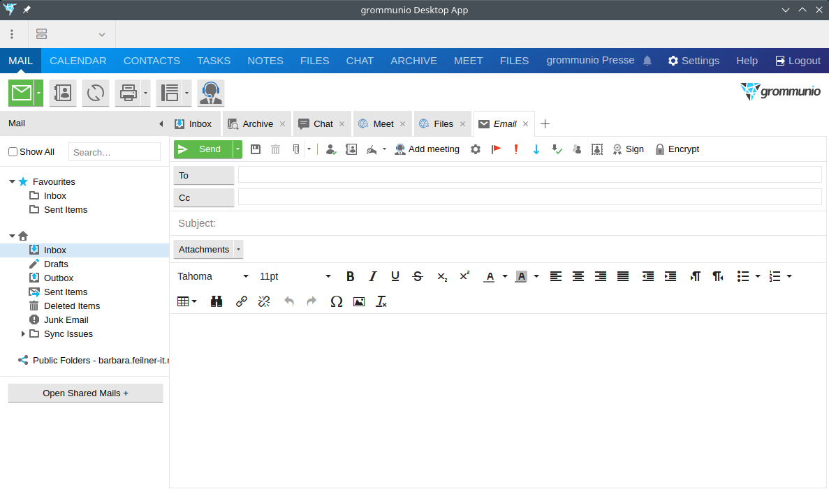 grommunio Desktop compose screenshot