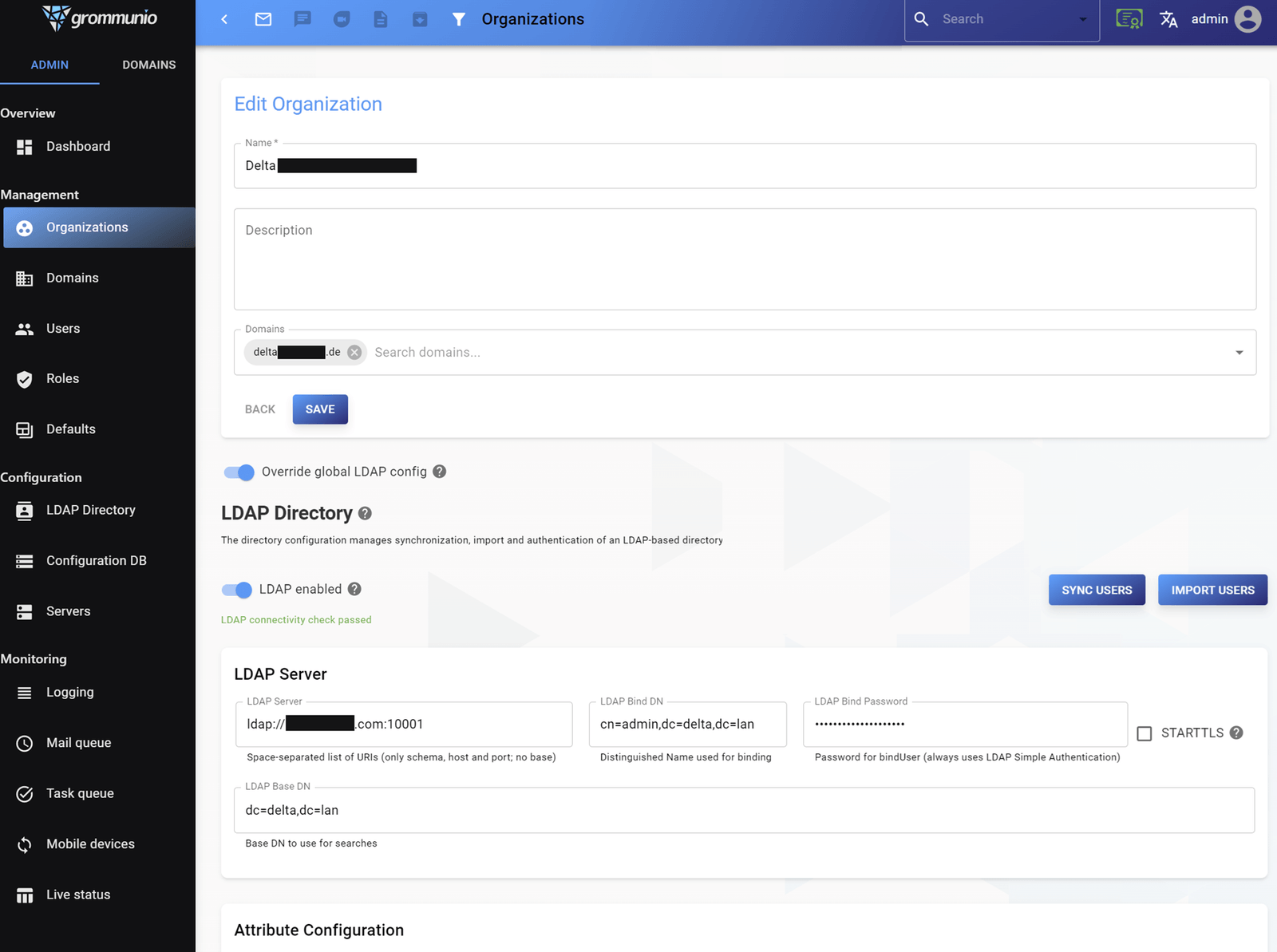 grommunio Admin UI „AUI”